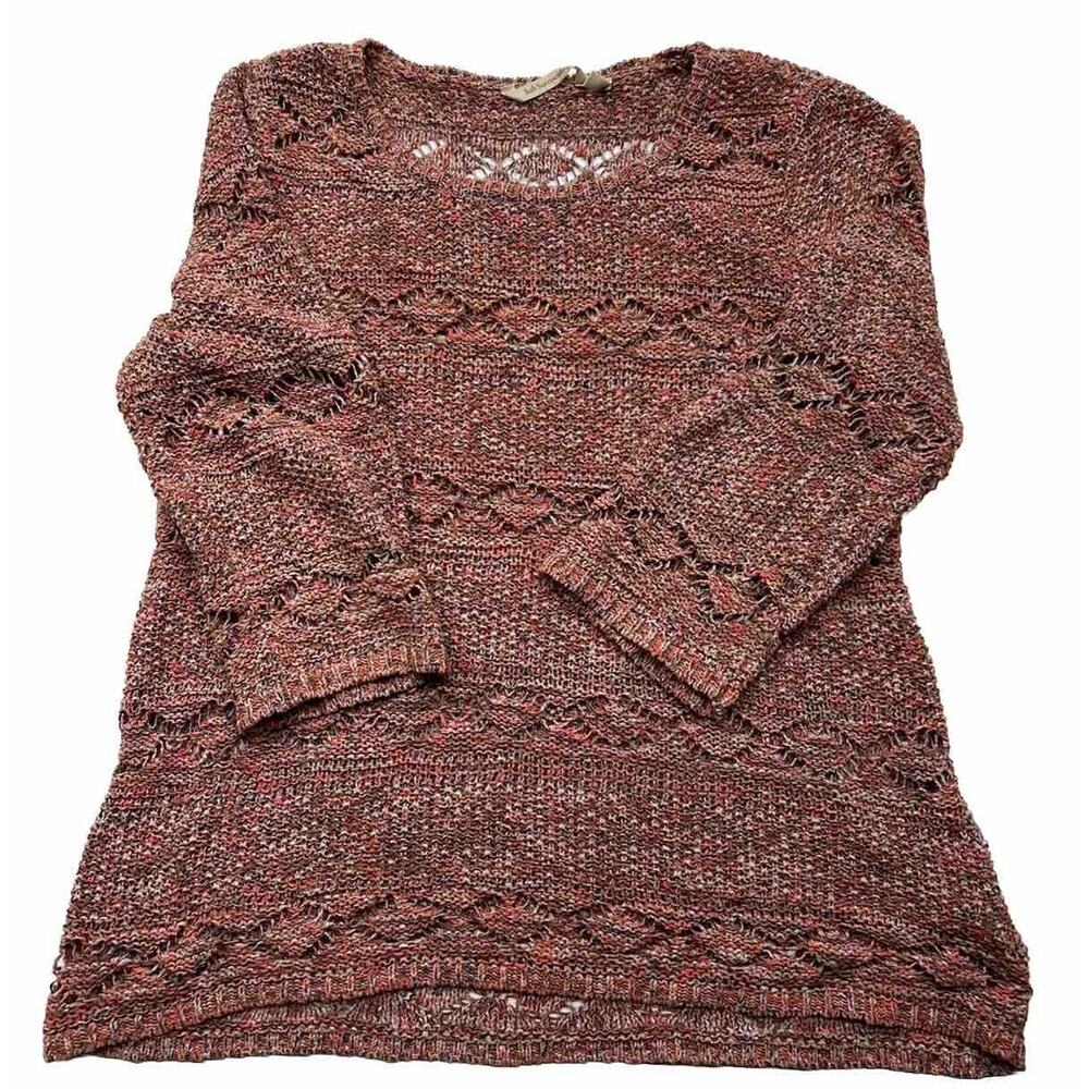 Soft Surrounding Sweater burnt orange/brick red knited 3/4 sleeve L
